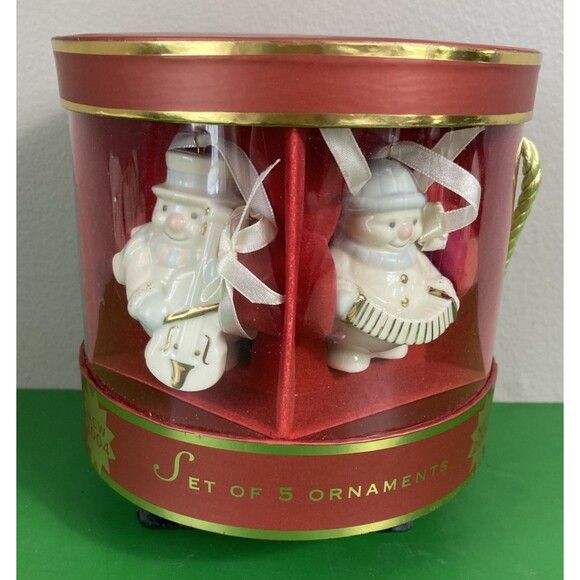 Lenox Other - LENOX Mini Snowman Stand-Abouts Band Christmas Ornaments Set of 5 Porcelain